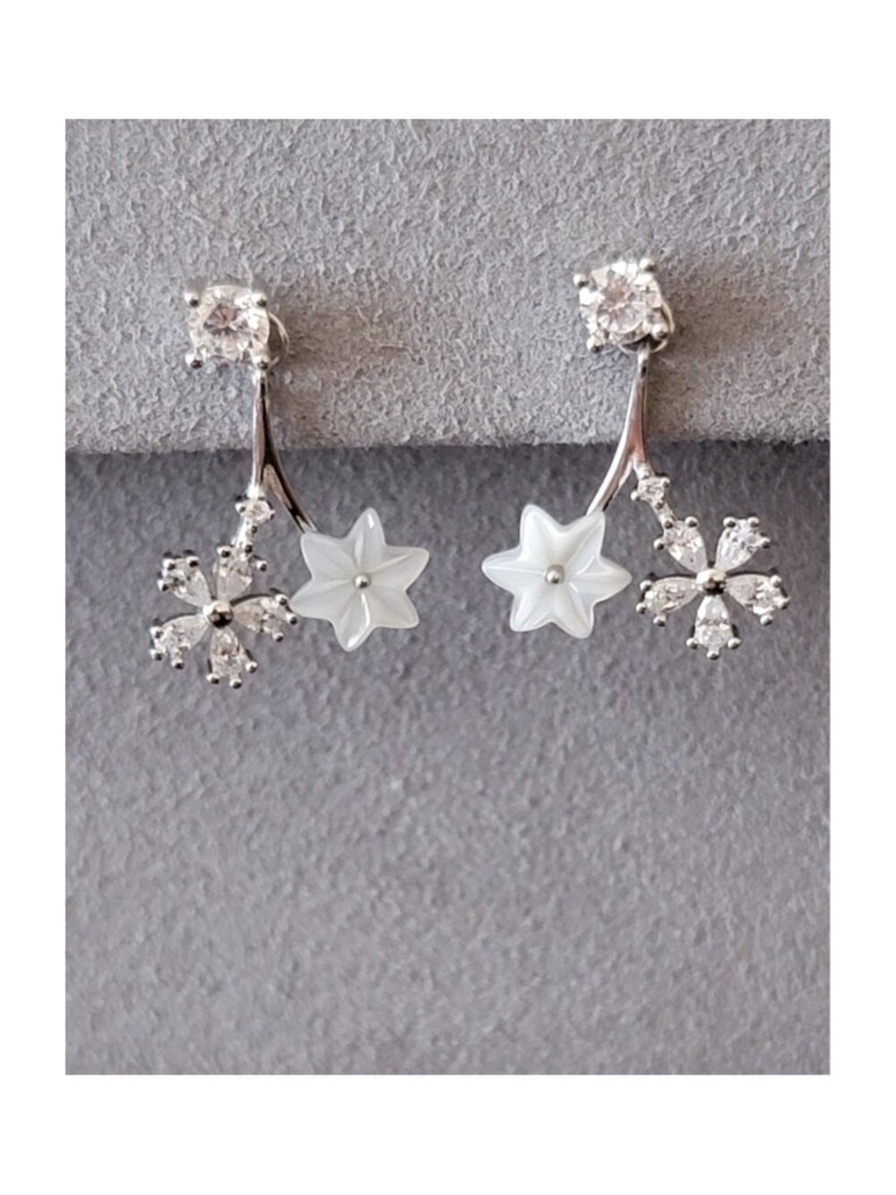 CZ Flower Jacket Earrings 925 Sterling Silver Convertible Stud NWT